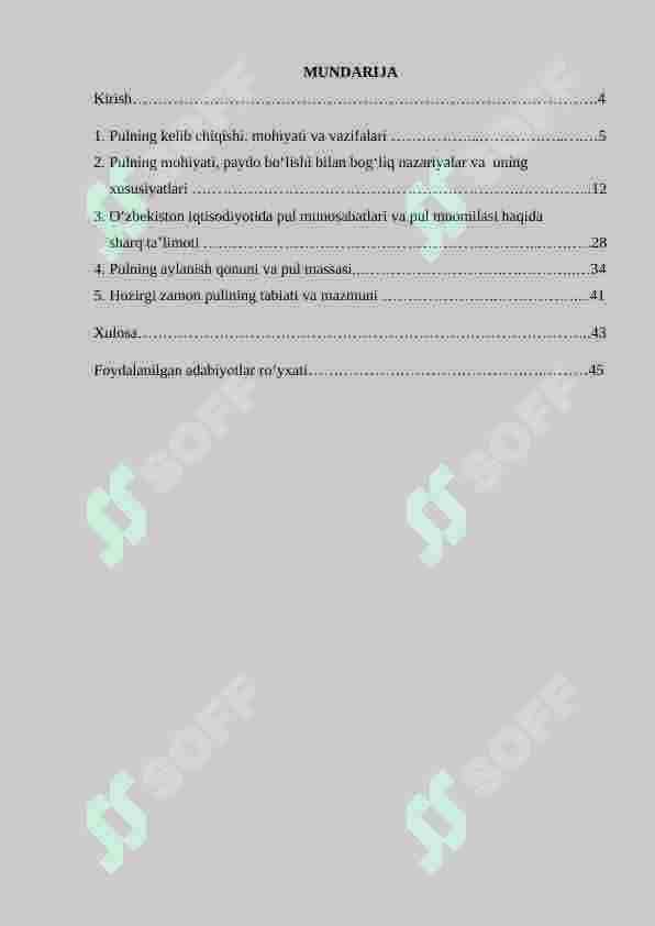 Pulning kelib chiqishi, mazmuni. Hozirgi zamon pulining  tabiati va mazmuni. 4