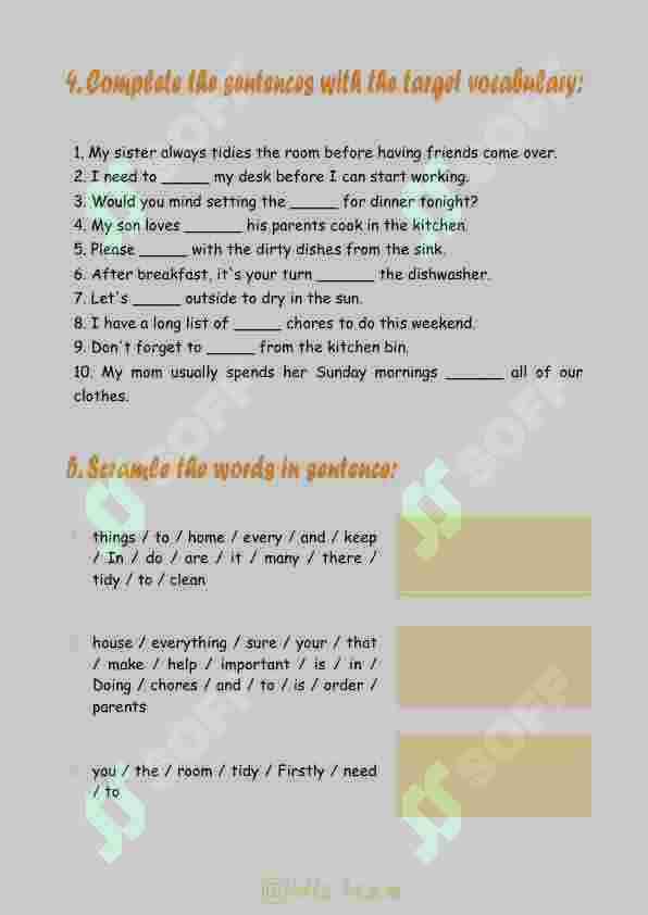 household chores workbook 4