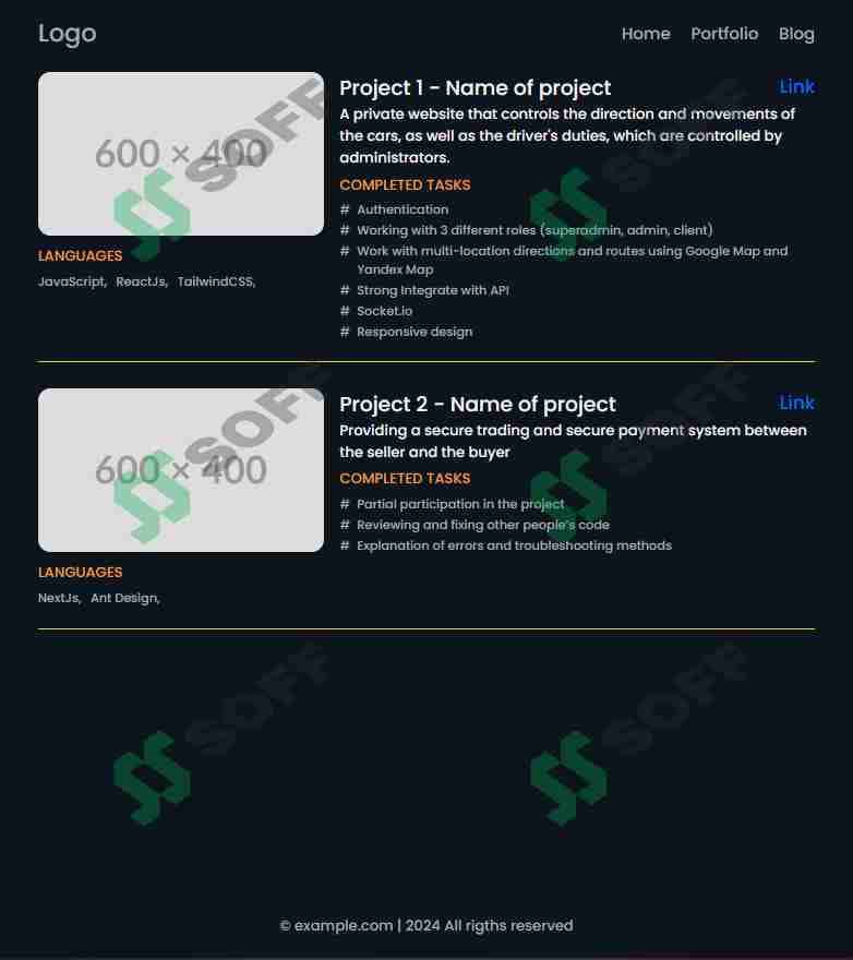 Portfolio Sayt Shablon - ReactJs 2