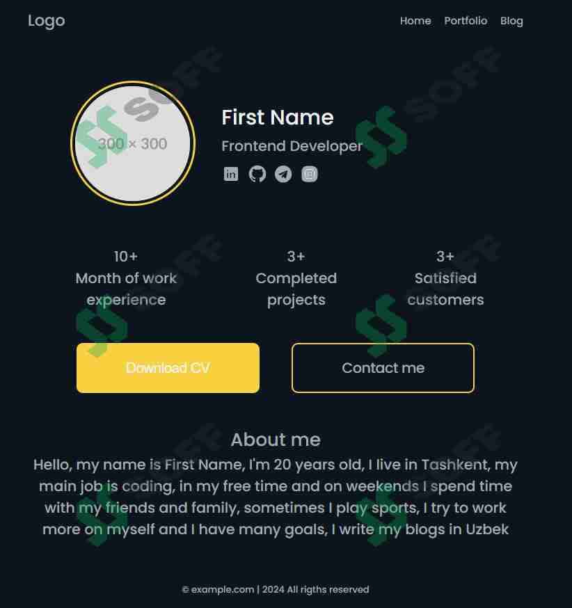 Portfolio Sayt Shablon - ReactJs 1
