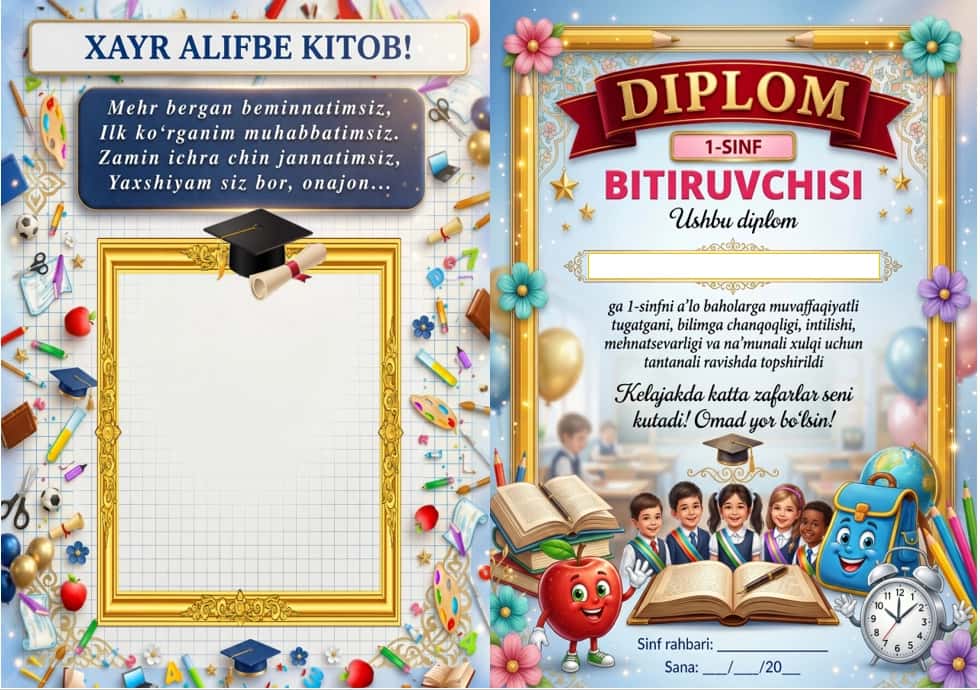 1-sinf bitiruvchisi tayyor shablon 1