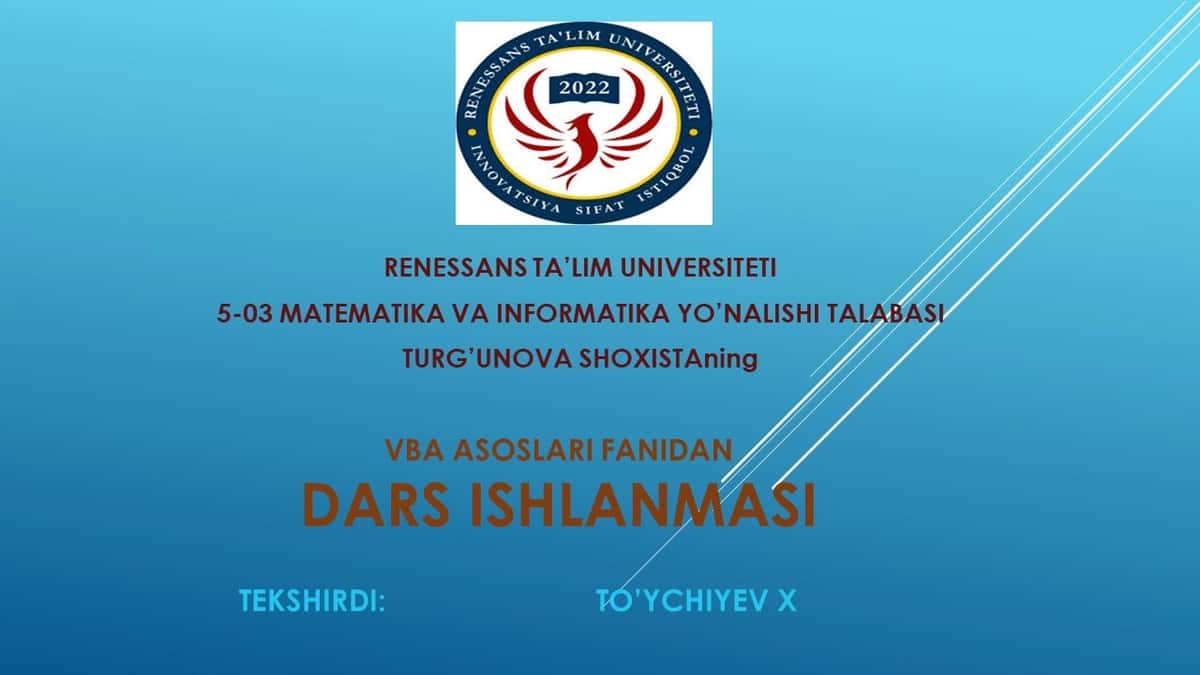 VBA asoslari 1