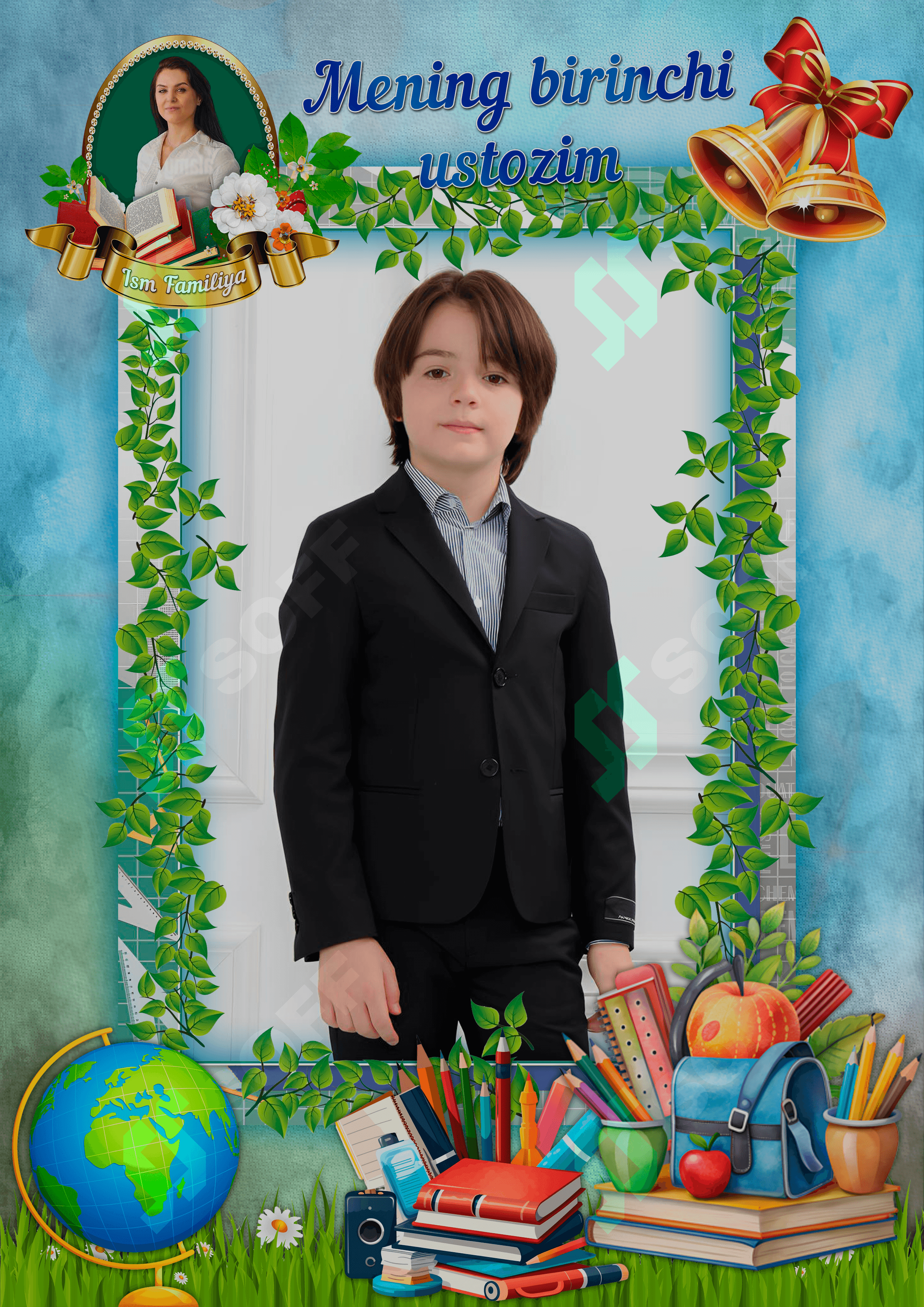 Vinetka Mening birinchi ustozim - Albom, 1 sinf uchun shablon 2