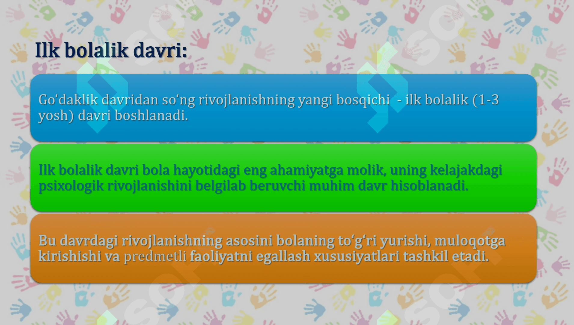 Ilk bolalik davrida fiziologik va jismoniy rivojlanish. 2