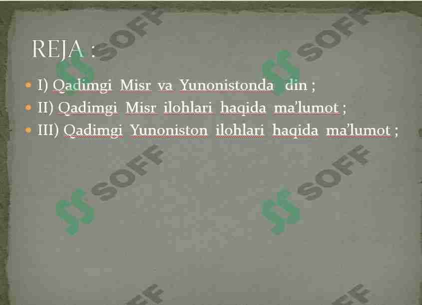 QADIMGI  MISR VA YUNONISTON  ILOHLARI 1