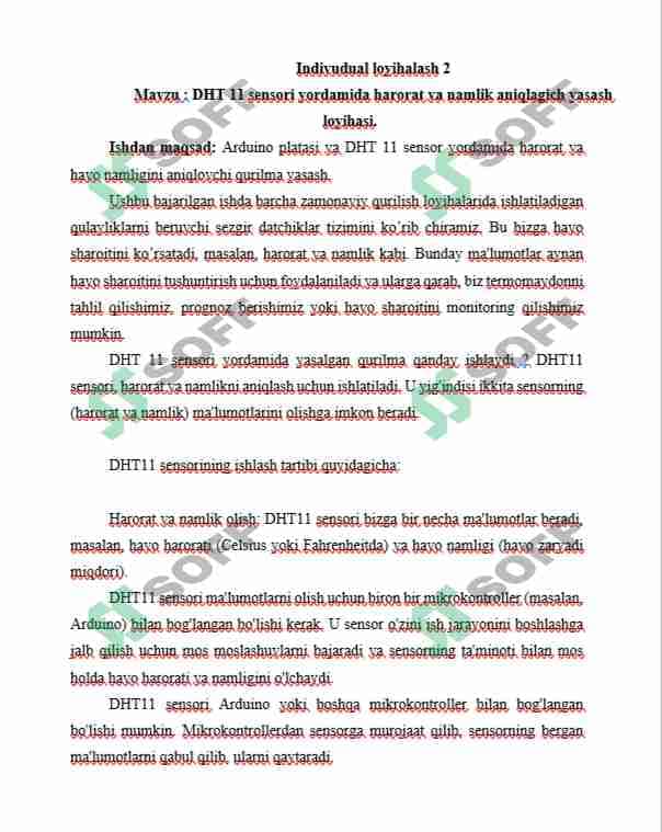 DHT 11 sensori yordamida harorat va namlik aniqlagich yasash loyihasi. 5
