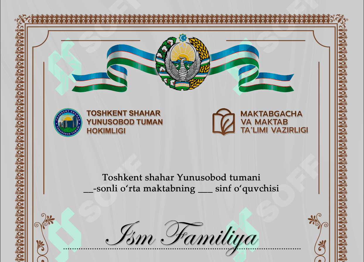 Faxriy yorliq shablon 2