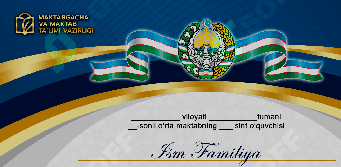 Faxriy yorliq shablon 2