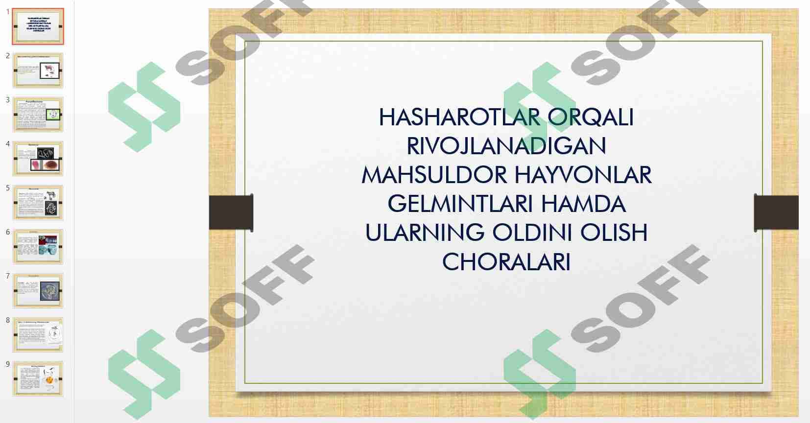 Hasharotlar orqali rivojlanadigan mahsuldor hayvonlar gelmintlari hamda ularning oldini olish choralari 1