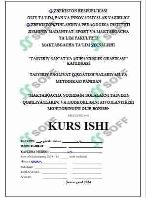 MAKTABGACHA YOSHDAGI BOLALARNI TASVIRIY QOBILIYATLARINI VA IJODKORLIGINI RIVOJLANTIRISH MONITORINGINI OLIB BORISH 1
