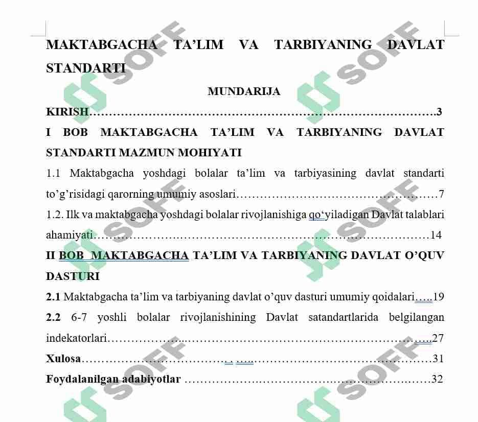 MAKTABGACHA TA’LIM VA TARBIYANING DAVLAT STANDARTI 1