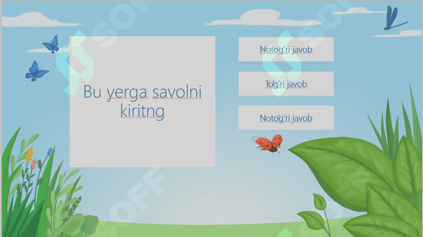 Interaktiv test taqdimotini yarating 1