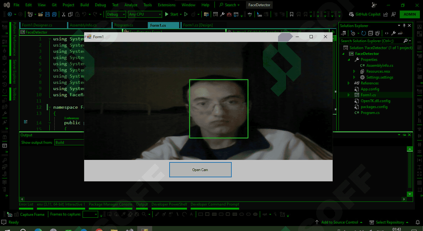 C# da Webcamera FaceDetector ilovasi 1