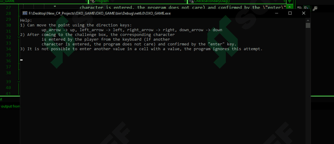 C# console da OXO o'yini 1