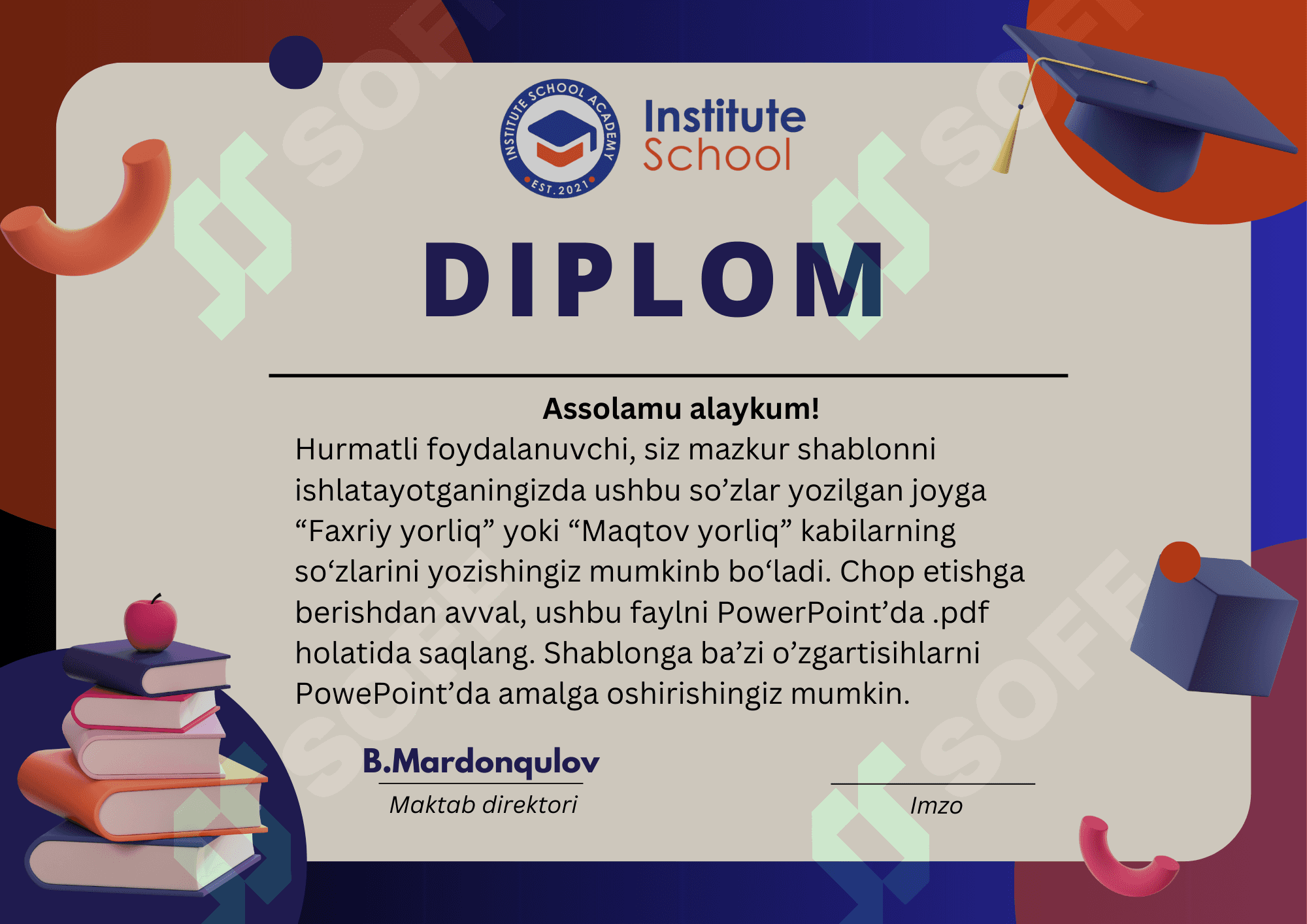 Faxriy,maqtov,Diplom yorliq shabloni 1 1