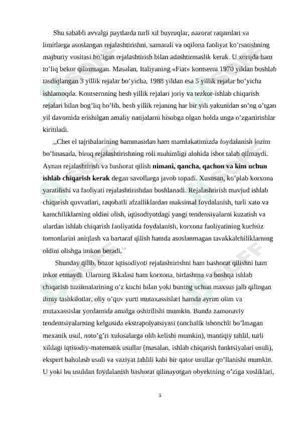 Industrial iqtisodiyot. Rejalashtirish va bashorat qilishning ahamiyati 3