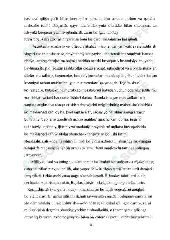 Industrial iqtisodiyot. Rejalashtirish va bashorat qilishning ahamiyati 6