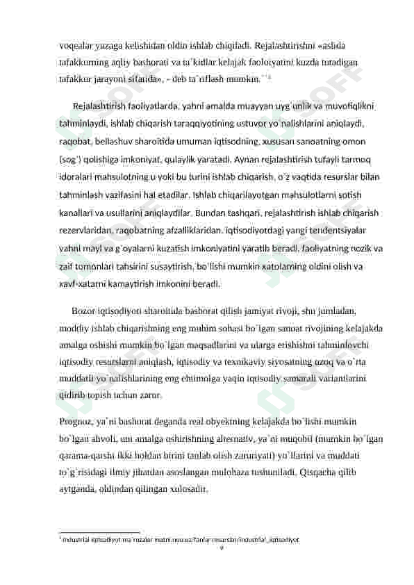 Industrial iqtisodiyot. Rejalashtirish va bashorat qilishning ahamiyati 7