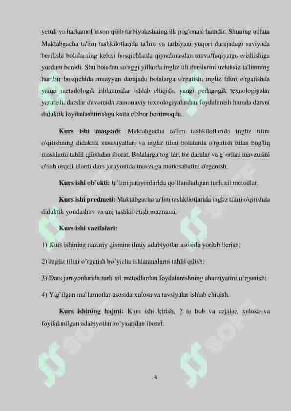 MAKTABGACHA YOSHDAGI BOLALARGA INGLIZ TILINI  O’RGATISH ISHLANMA-LOYIHASI 4