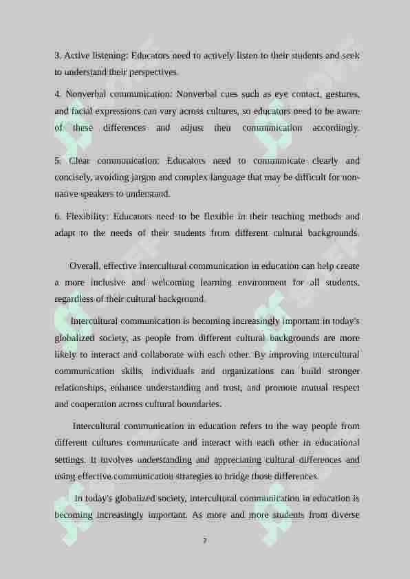 Intercultural communication in education: challenges in multiculturalism 7