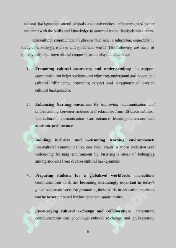 Intercultural communication in education: challenges in multiculturalism 8