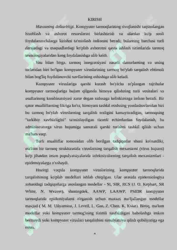 Telekommukatsiya tarmoqlarida viruslarni tarqalish modellari 4