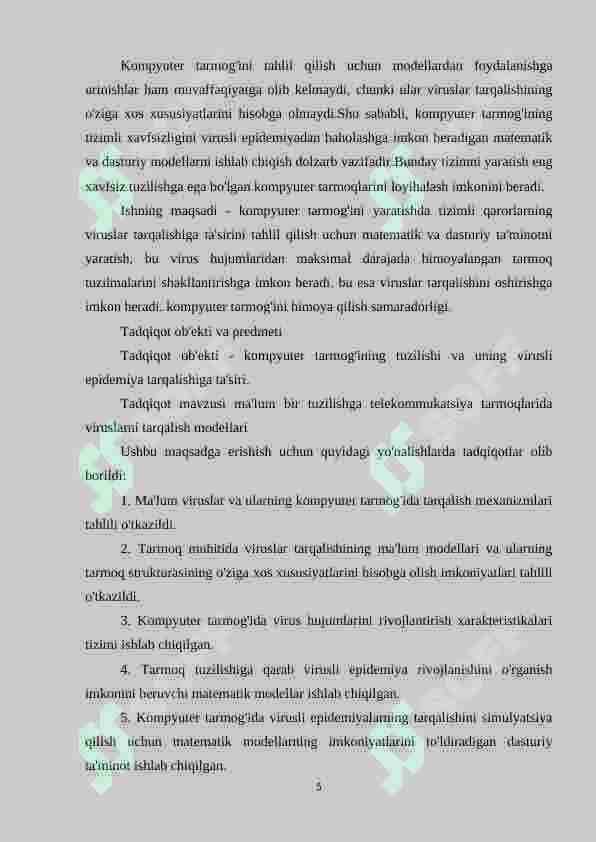 Telekommukatsiya tarmoqlarida viruslarni tarqalish modellari 5