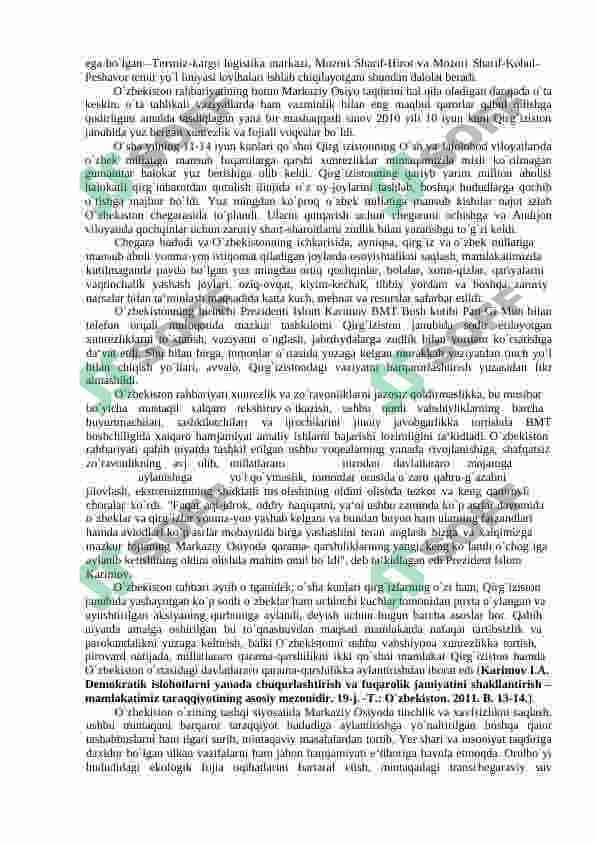O’zbekistonning xalqaro aloqalari va jahon hamjamiyatidagi o’rni 5