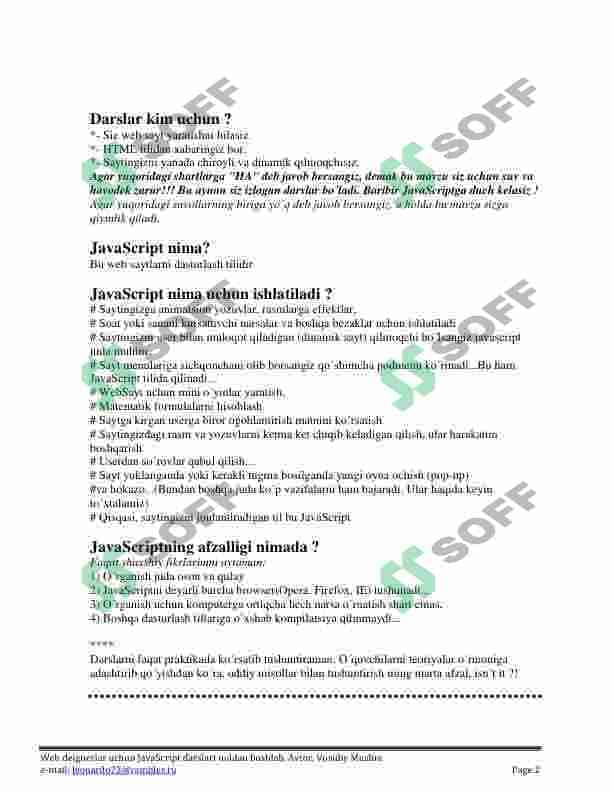 Javascript dasturlash tili boʻyicha oʻzbek tilida 2