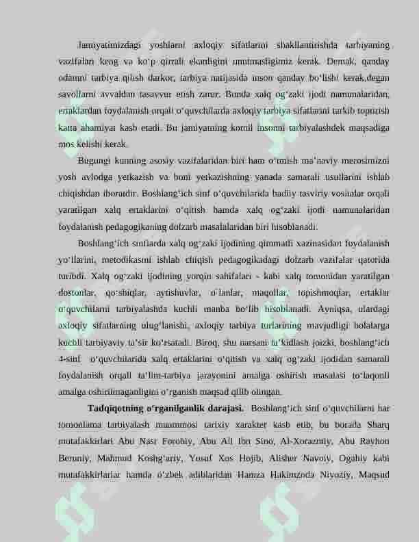 XALQ ERTAKLARIDA BADIIY TASVIRIY VOSITALARDAN FOYDALANISH ( kirish qism tayyor namuna ) 2