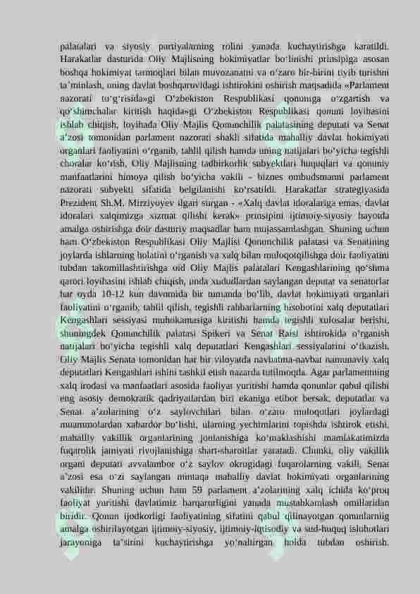 MUSTAQIL O‘ZBEKISTONDA DEMOKRATIK HUQUQIY DAVLAT, FUQAROLIK JAMIYATI ASOSLARINI SHAKLLANTIRISH JARAYONI 4
