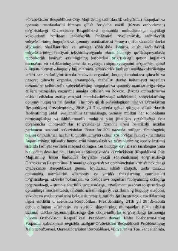 MUSTAQIL O‘ZBEKISTONDA DEMOKRATIK HUQUQIY DAVLAT, FUQAROLIK JAMIYATI ASOSLARINI SHAKLLANTIRISH JARAYONI 5