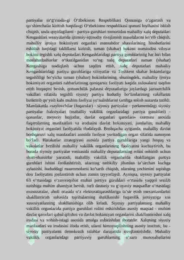 MUSTAQIL O‘ZBEKISTONDA DEMOKRATIK HUQUQIY DAVLAT, FUQAROLIK JAMIYATI ASOSLARINI SHAKLLANTIRISH JARAYONI 8