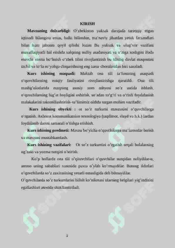 Boshlang'ich sinflarda ot mavzusini o'rgatish metodikasi 2