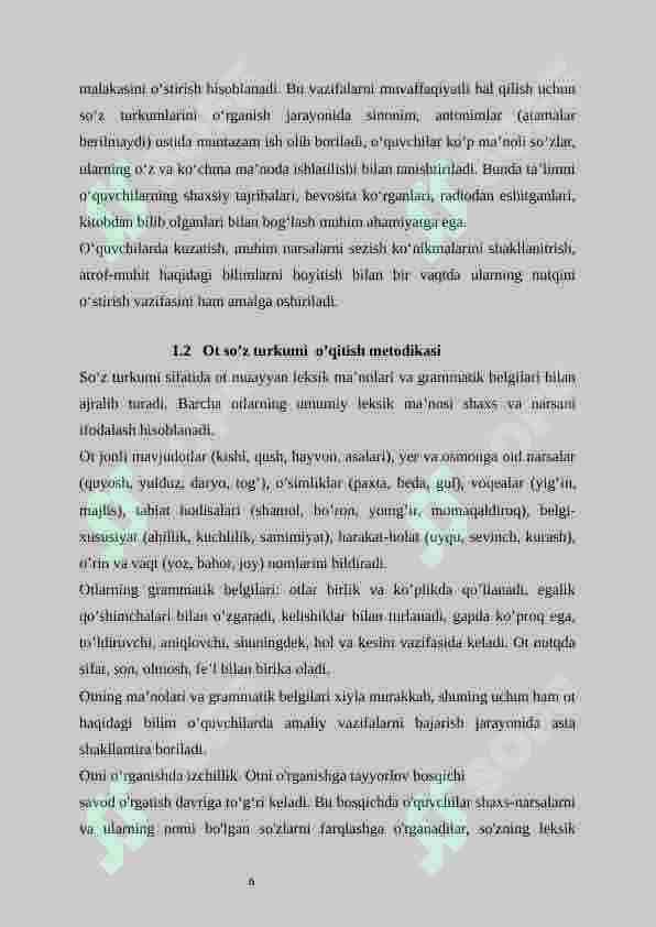 Boshlang'ich sinflarda ot mavzusini o'rgatish metodikasi 6