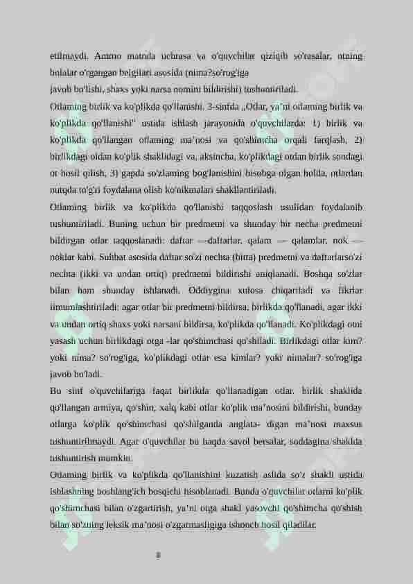 Boshlang'ich sinflarda ot mavzusini o'rgatish metodikasi 8