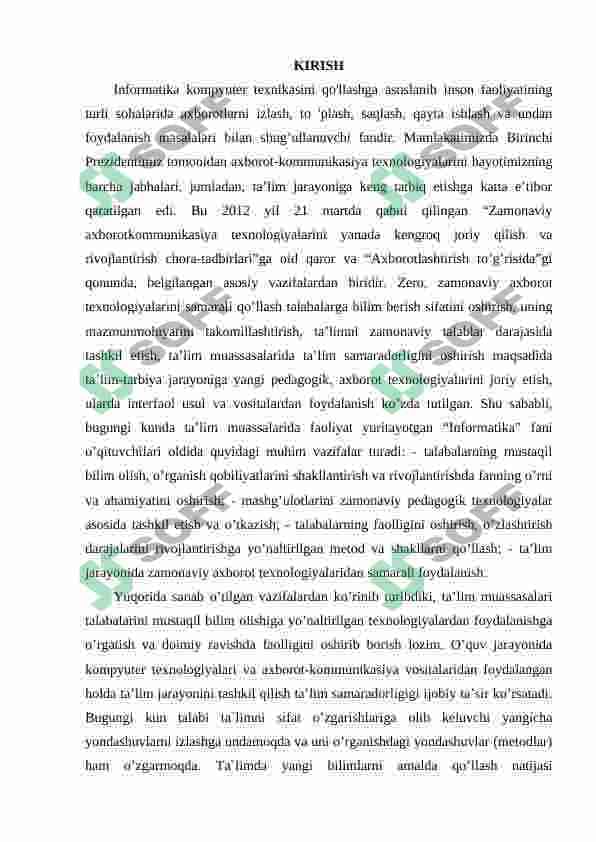 Mantiqiy amallar mavzusini o’qitishni loyihalashtirish 2