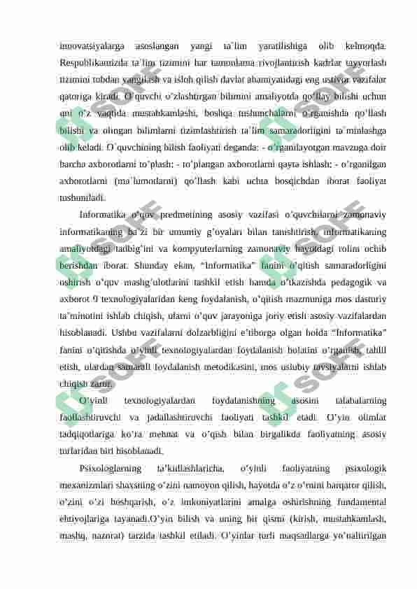 Mantiqiy amallar mavzusini o’qitishni loyihalashtirish 3