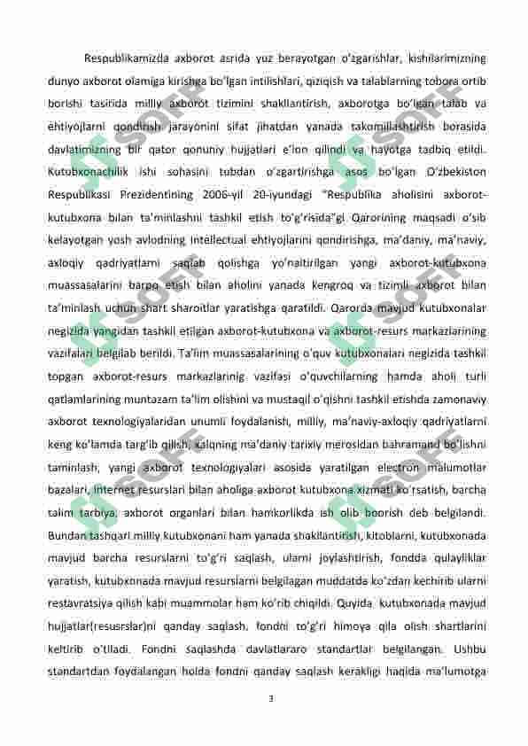 “Axborot-kutubxona muassasalarida axborot- kutubxona fondlarini 3