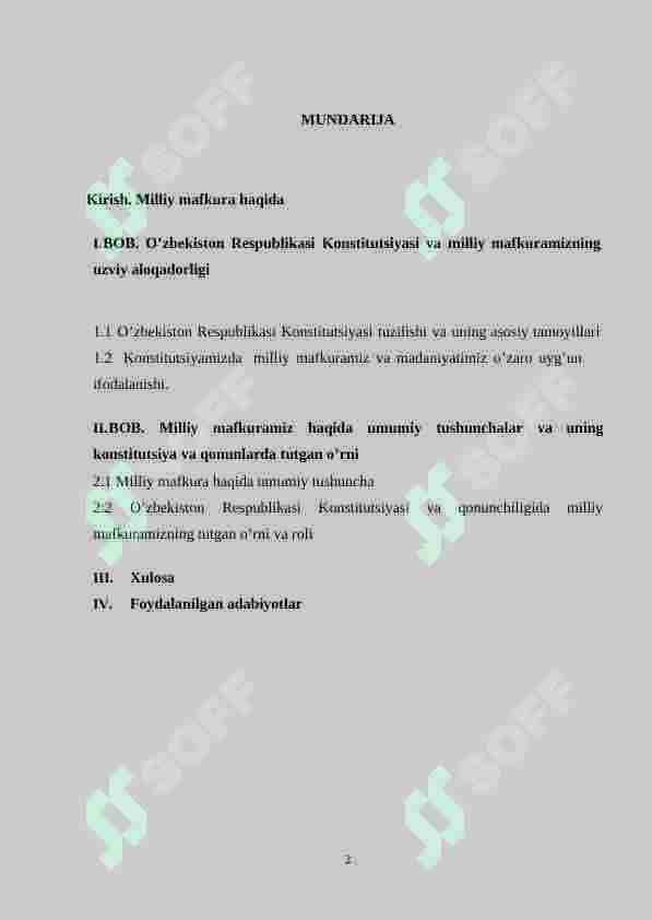 O'zbekiston Respublikasi Konstitutsiyasi va milliy mafkuraning uzviy aloqadorligi 2