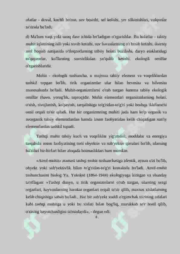 EKOLOGIK MUHIT BUZILISHINING ASOSIY OMILLARI 8