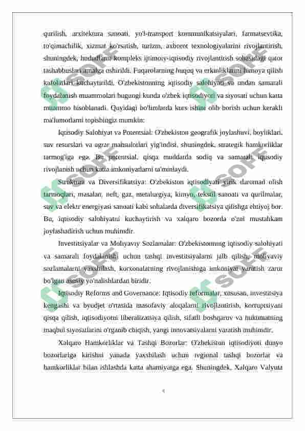 O’zbekistonning iqtisodiy salohiyati va undan samarali foydalanish muammolari 4