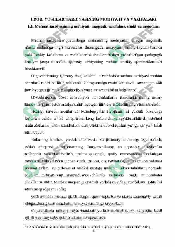 Shaxs tarbiyasida mehnat tarbiyasining o'rni 5