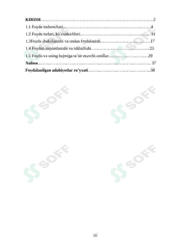 Foyda shakillanishi va undan foydalanish 2