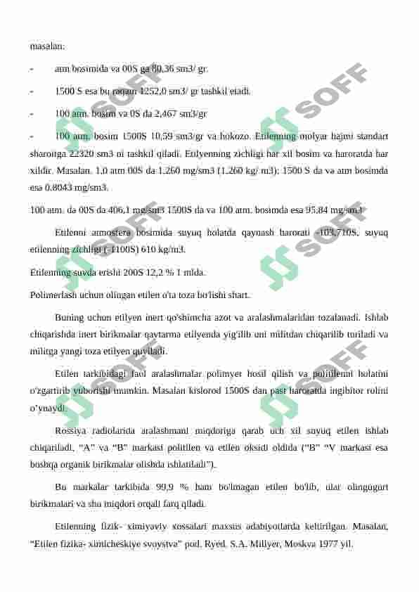 Polietilen olishda qo'llaniladigan xom-ashyo, ishlab chiqarish texnalogiyalari va Past bosimda polietilen olish texnalogiyasini avtomatlashtirish 7