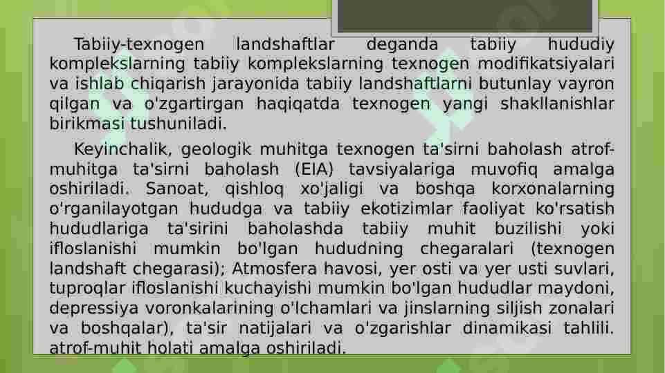 O’ZBEKISTONDA TEXNOGEN LANDSHAFTLAR 8