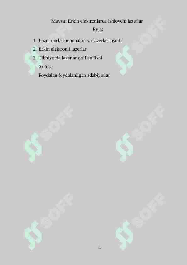Erkin elektronlarda ishlovchi lazerlar