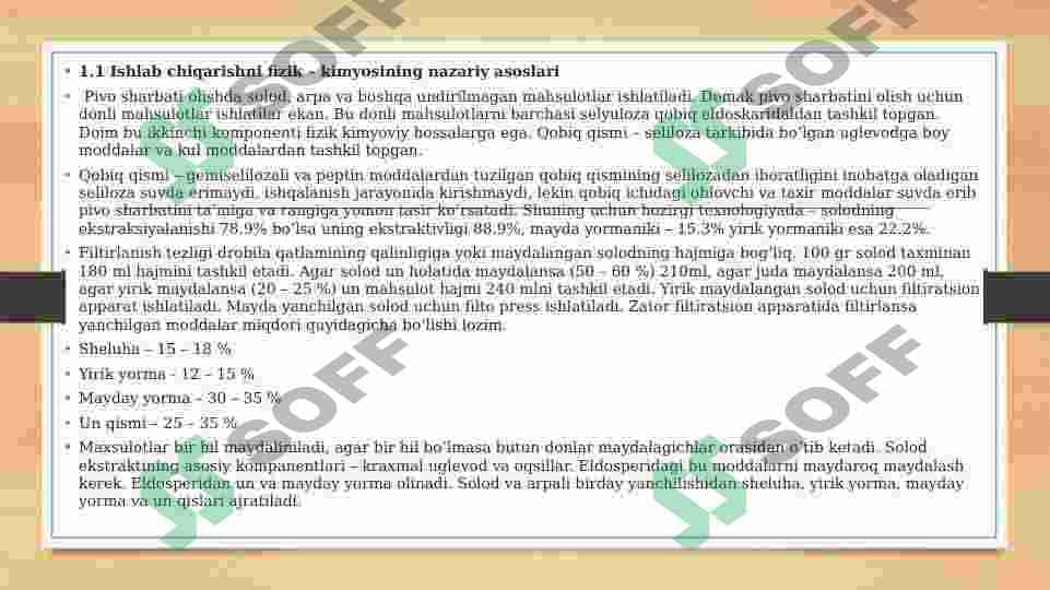 pivo ishlab chiqarish texnalogiyasi taqdimot 4