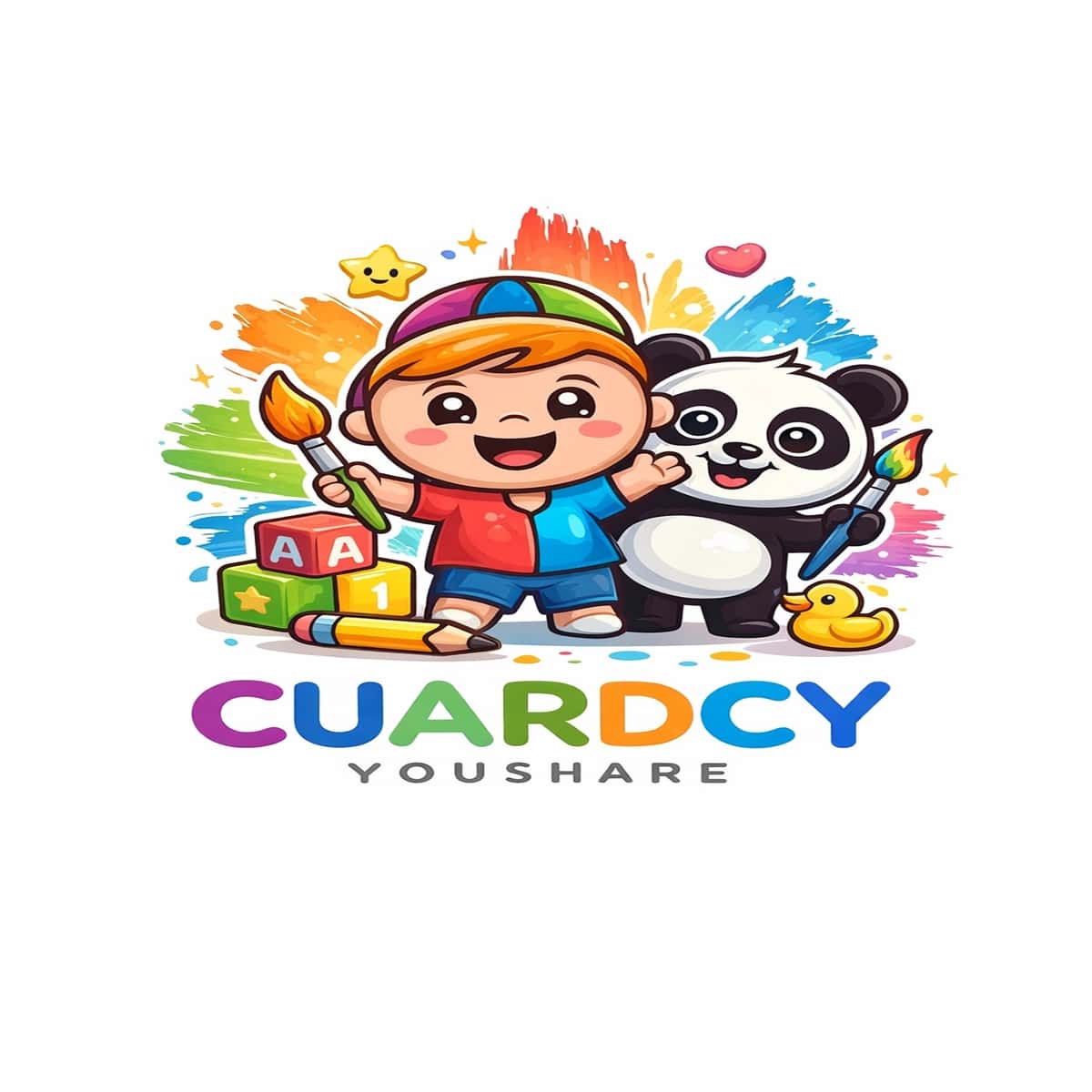 Cute Kids Panda Cartoon Logo 1