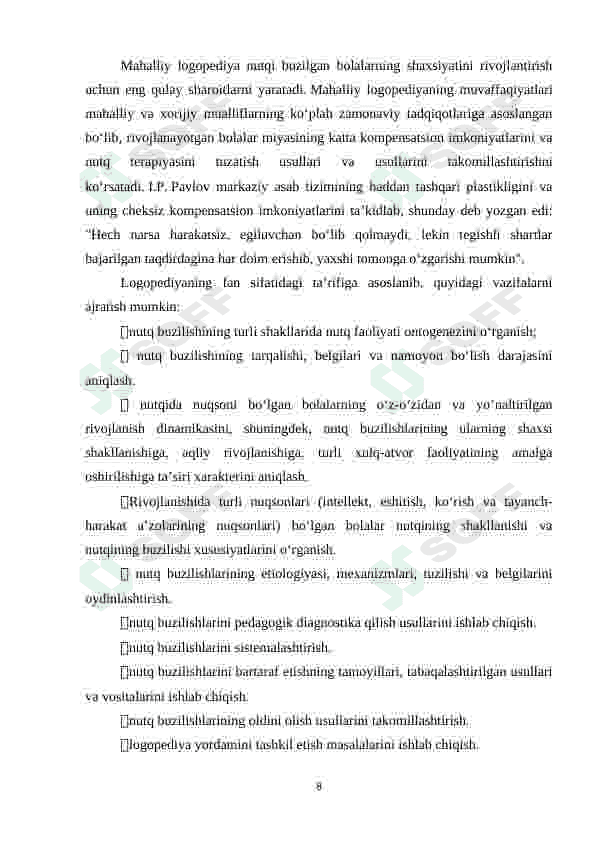 Logopediya fanining nazariy va amaliy ahamiyati 8